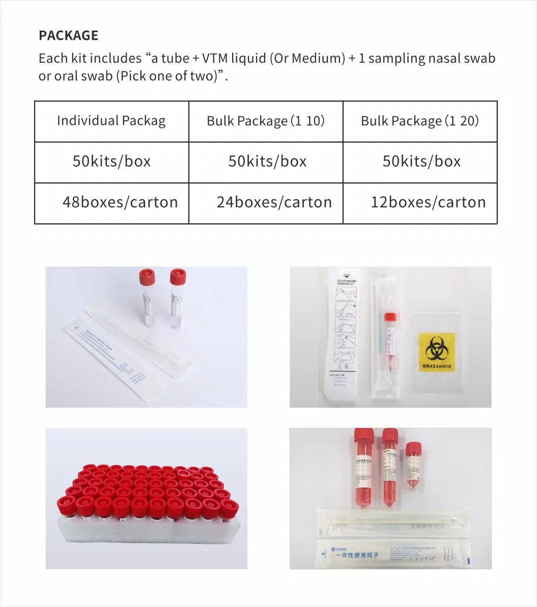 Disposable Activated Viral Transport Medium Non-Inactivated Vtm Active Virus Sampling Tube