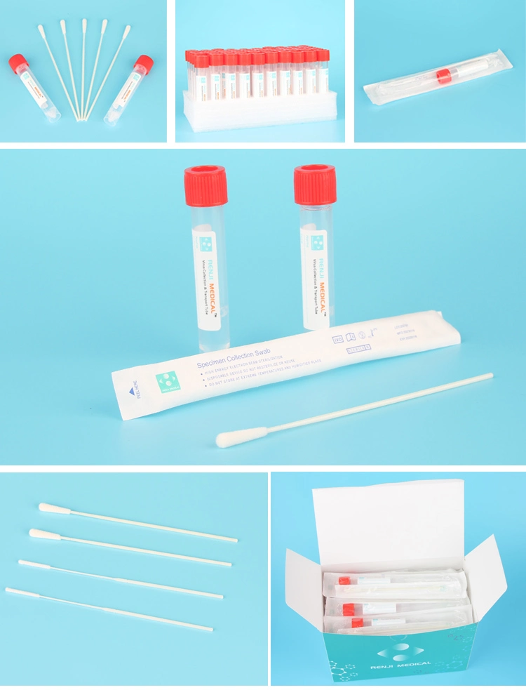 Disposable Medical Test Vtm Viral Transport Media Tube with Flocked Nasal Oral Swab