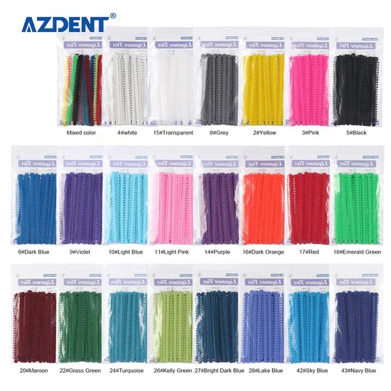 Azdent Orthodontics Ligature Ties Various Colors Elastics Band Dental Elastic Ties