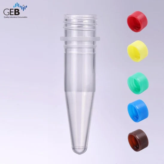 GEB Yellow 1.5ml PP Conical Screw Cap Tubes 150ul Polypropylene Disposable Laboratory Medical Biology Consumables Labware OEM Manufacturer Factory Lab Plastics