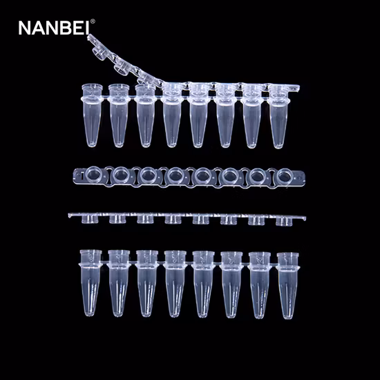 Laboratory Plastic PP PCR 8 Strip Tubes Ultra Thin-Wall 0.2ml Dnase, Rnase and Endotoxin Free