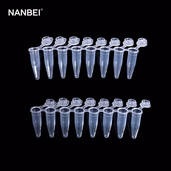 Laboratory Plastic PP PCR 8 Strip Tubes Ultra Thin-Wall 0.2ml Dnase, Rnase and Endotoxin Free